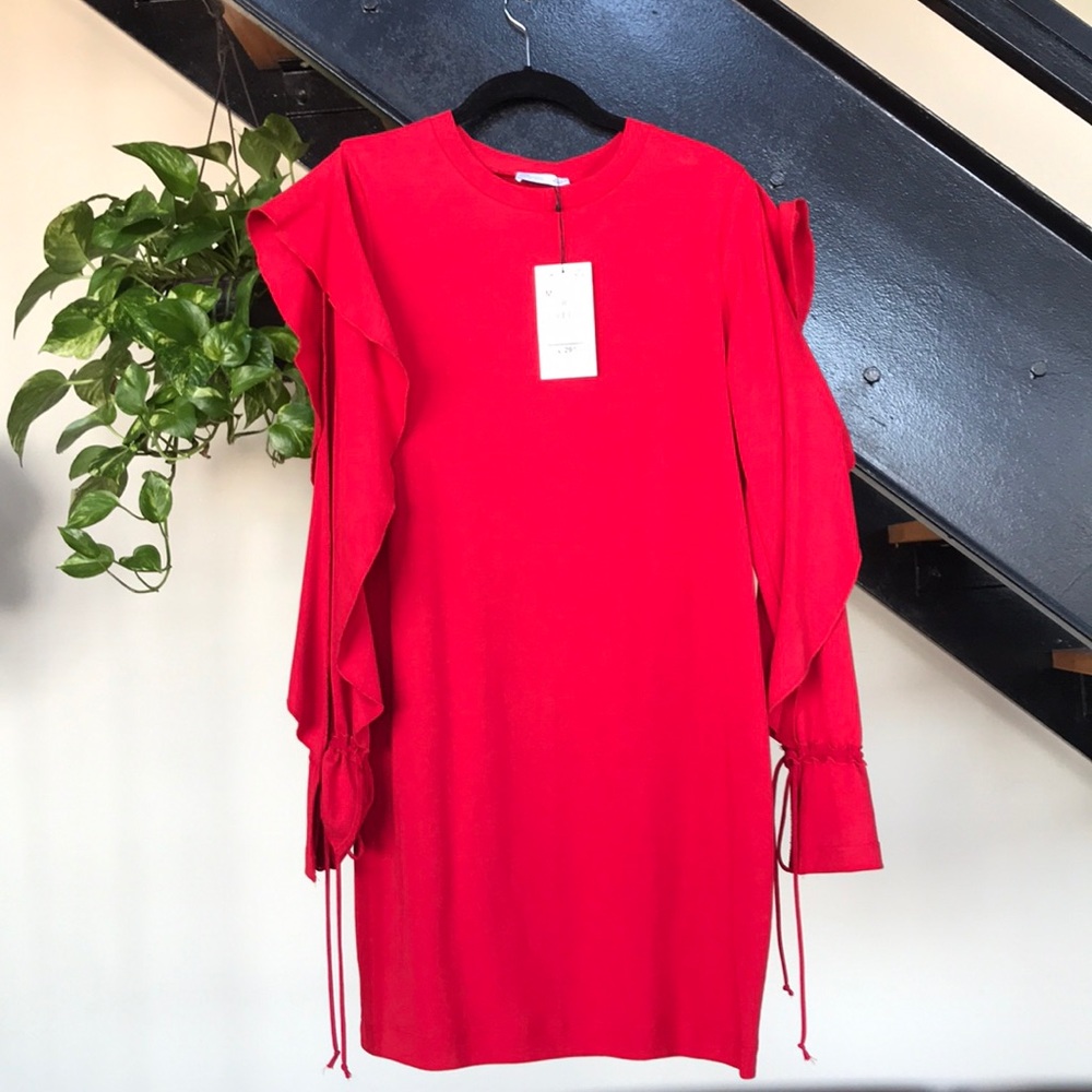 Never worn red long sleeve Zara dress